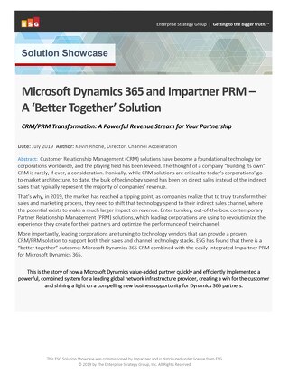 Case Study: Multinational Network Provider + Impartner + Microsoft Dynamics365