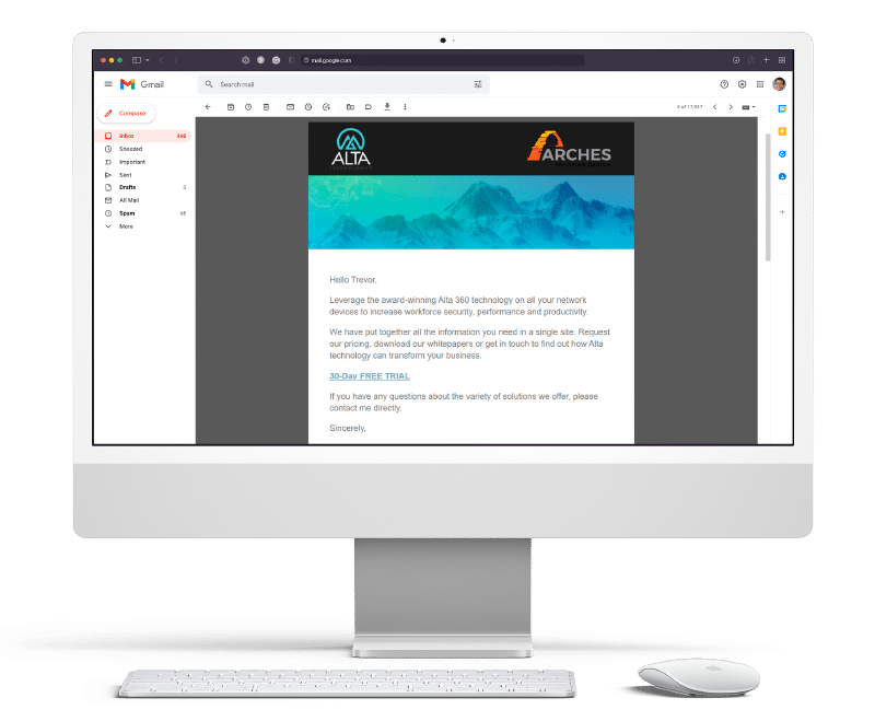 TCMA email on desktop